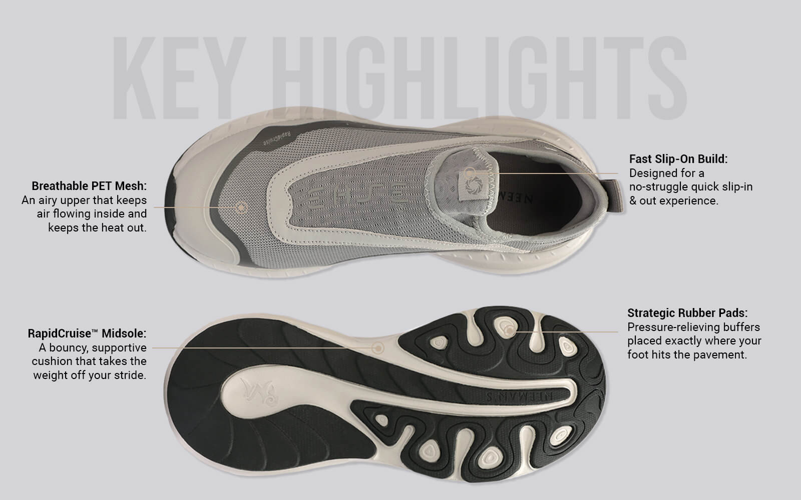 Begin Walk Rush For Women : Grey