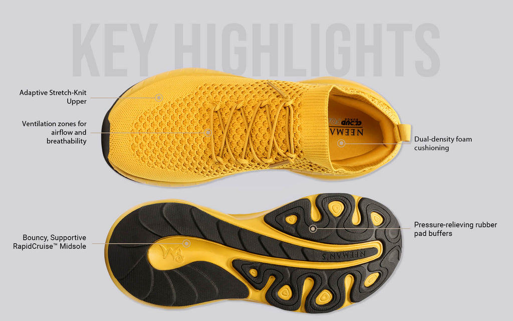 Begin Walk Soothe Lace Ups for Men : Yellow
