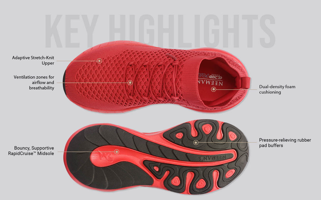 Begin Walk Soothe Lace Ups for Men : Red