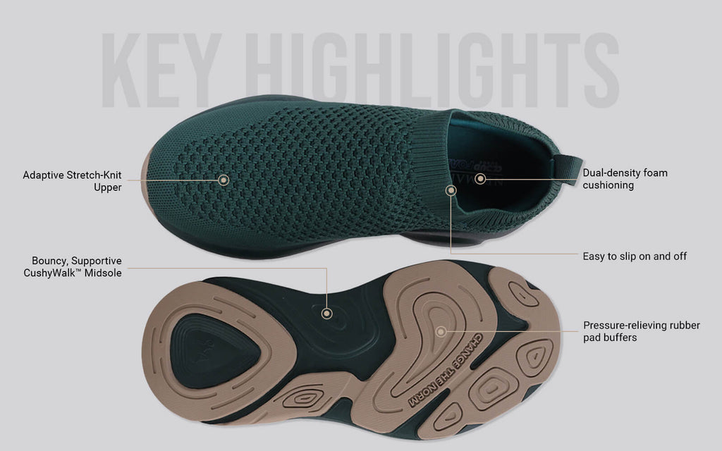 Begin Walk Soothe Slip Ons for Men : Green