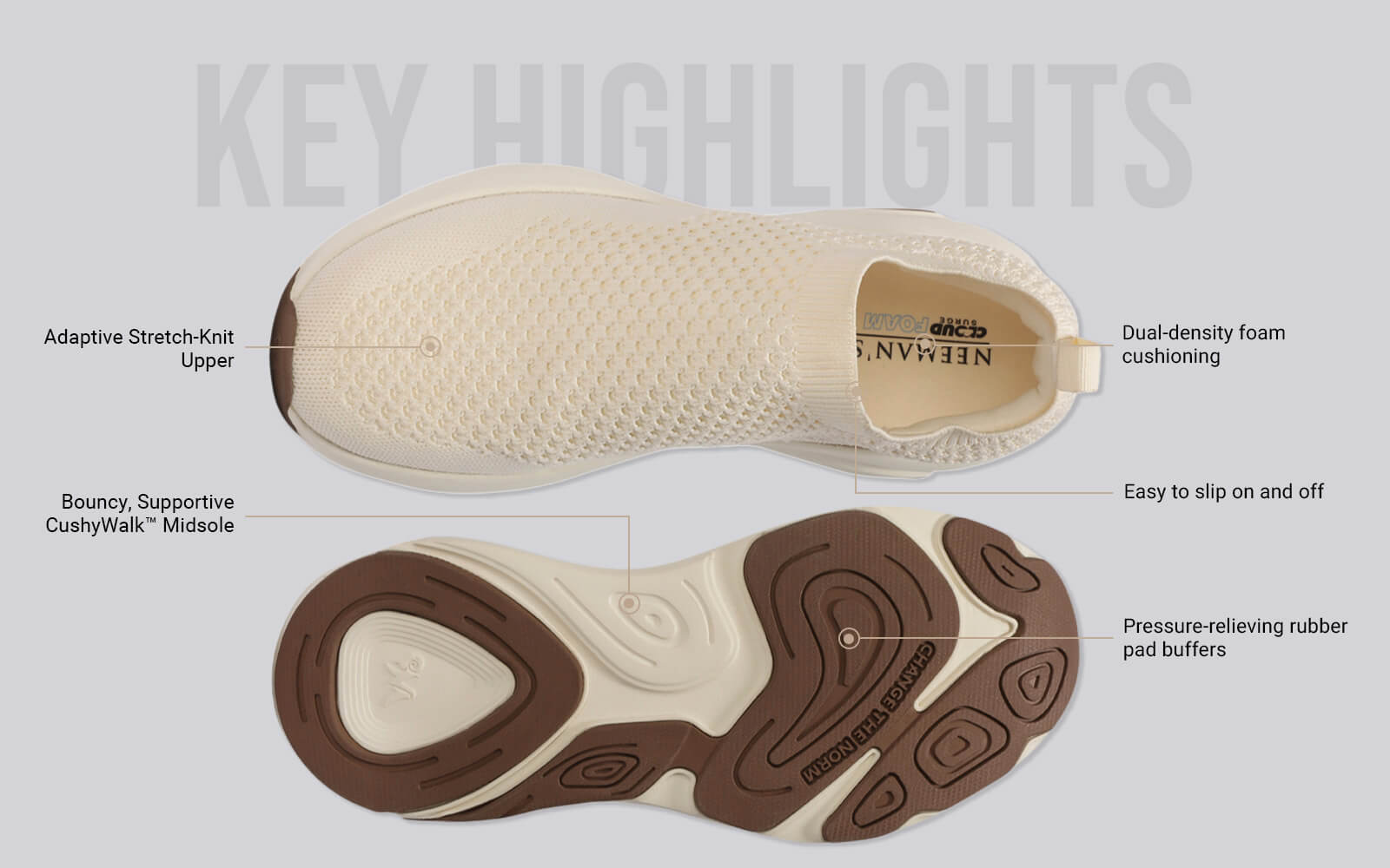 Begin Walk Soothe Slip Ons for Men : Ivory