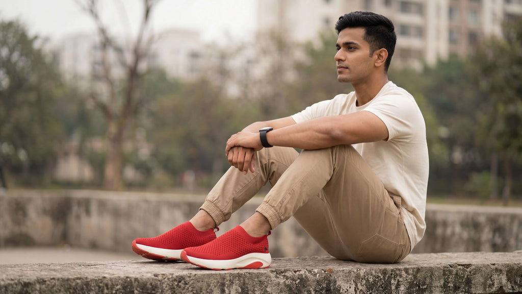 Begin Walk Soothe Slip Ons for Men : Red