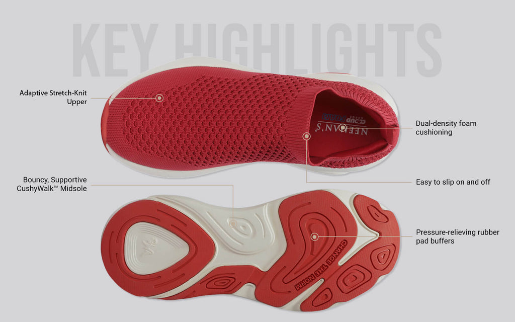 Begin Walk Soothe Slip Ons for Men : Red