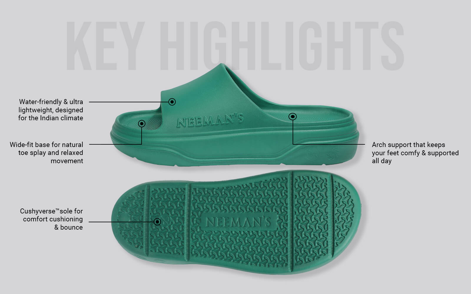 Cushers Slides For Men : Pepper Green