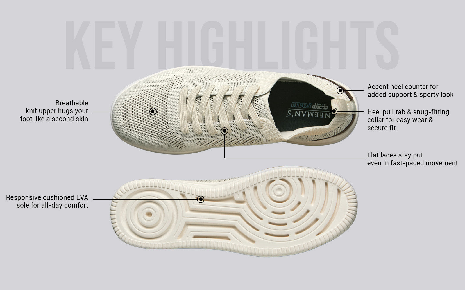 Casual Court Sneakers For Men : Ivory