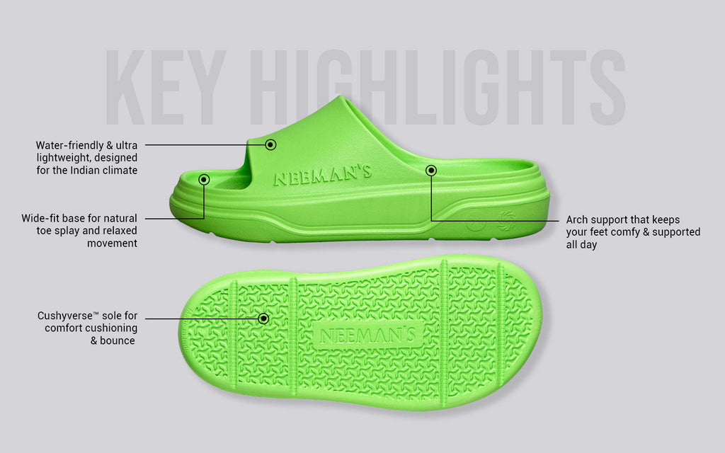 Cushers Slides For Women : Neon Green