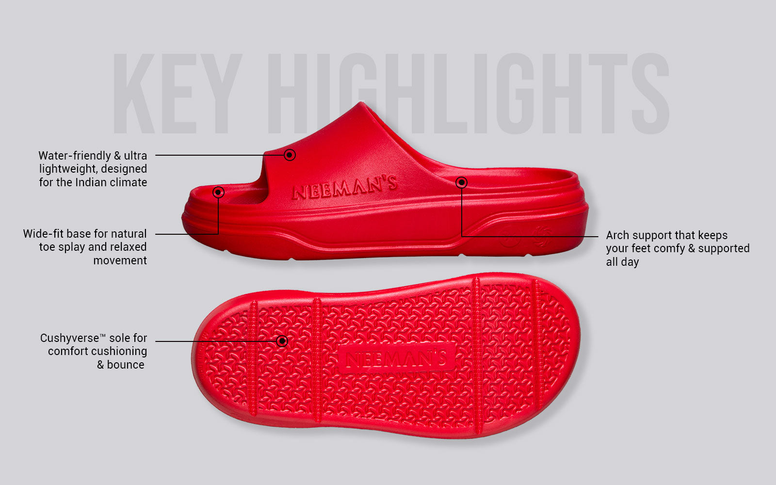 Cushers Slides For Men : Red