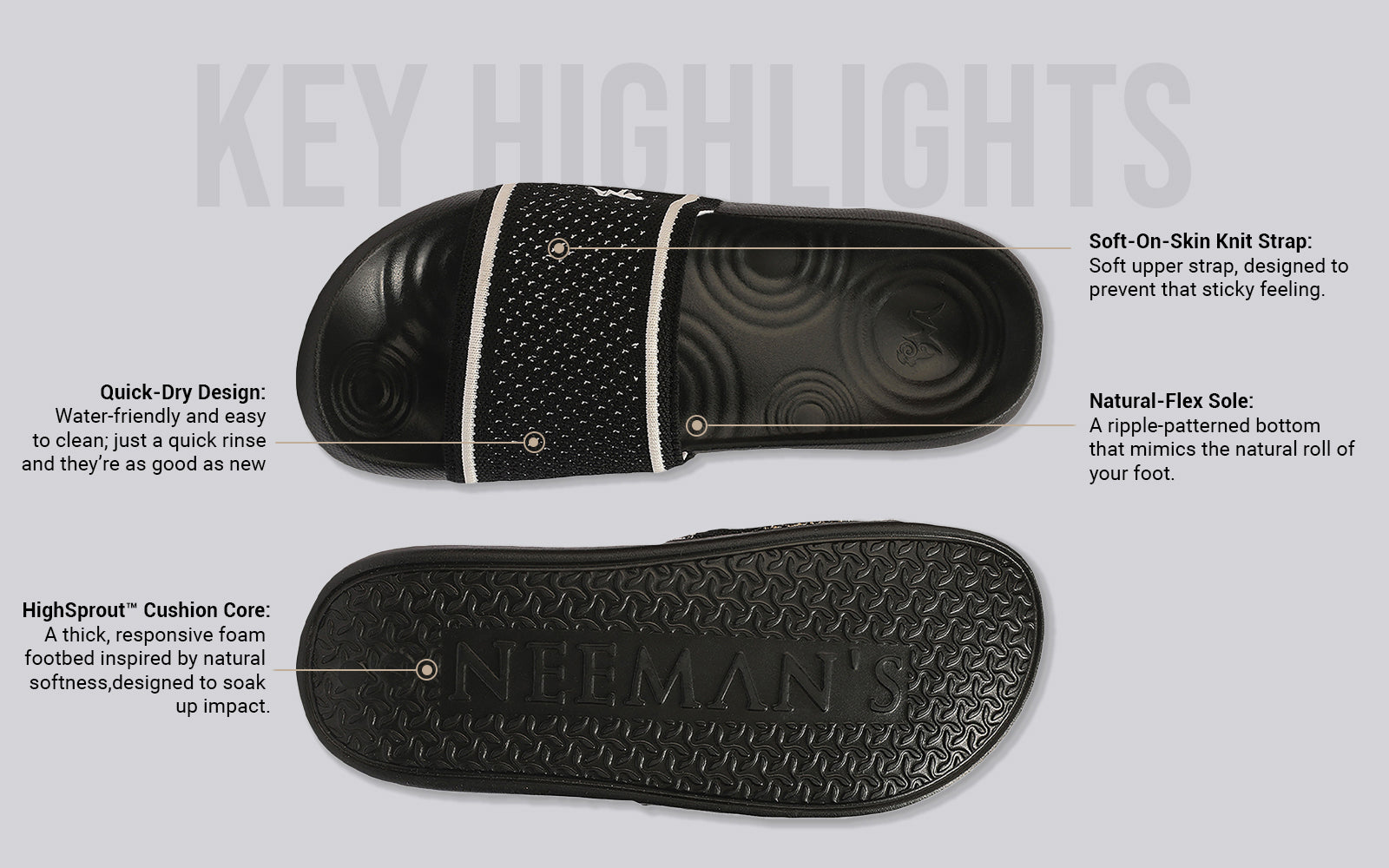 High Sprout Knitro Slides For Women : Black