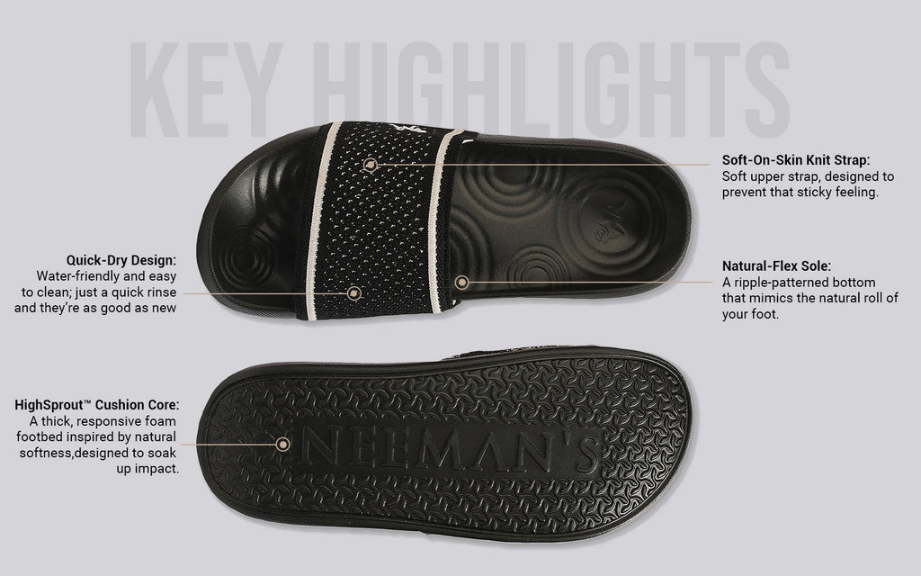 High Sprout Knitro Slides For Men : Black