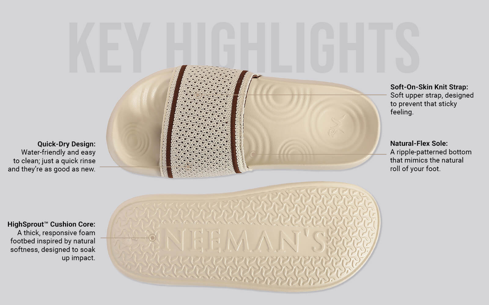 High Sprout Knitro Slides For Women : Ivory