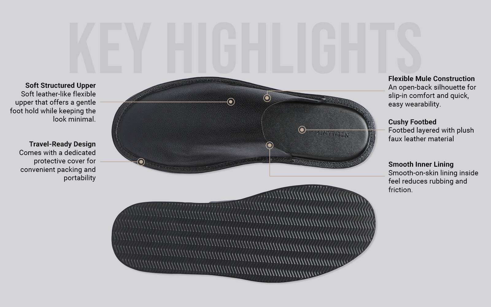 Lounge Mules For Men : Black