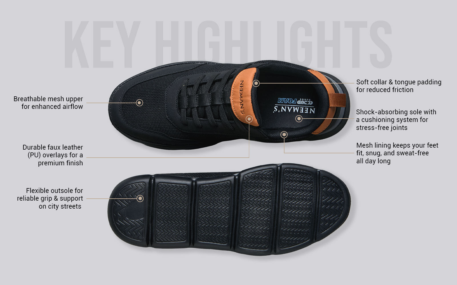 Melange Dress Sneakers : Black