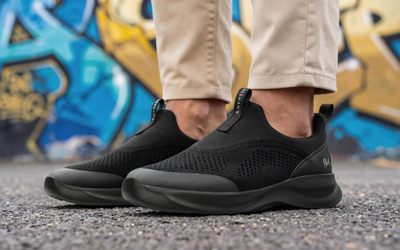 Mono Curve Slip Ons for Men : Black