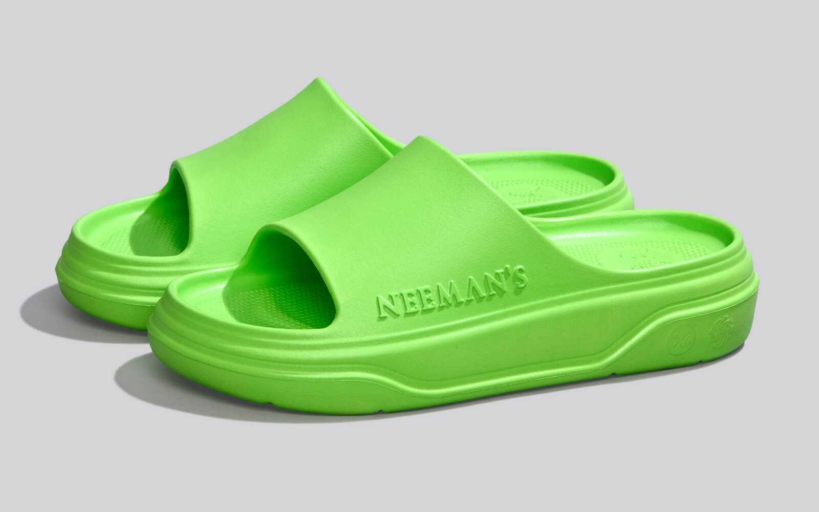 Cushers Slides For Men : Neon Green