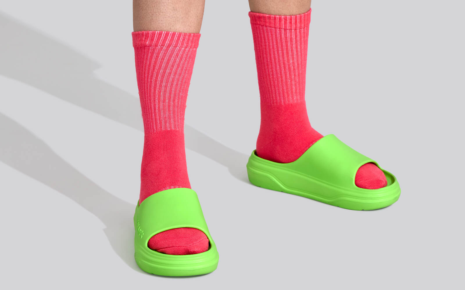 Cushers Slides For Women : Neon Green