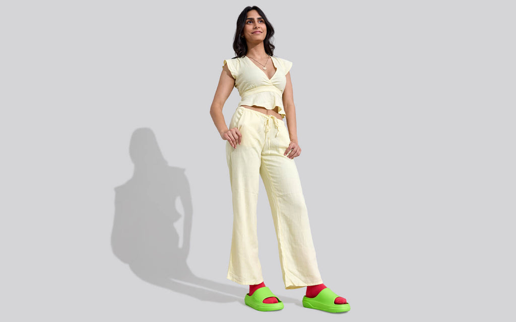 Cushers Slides For Women : Neon Green