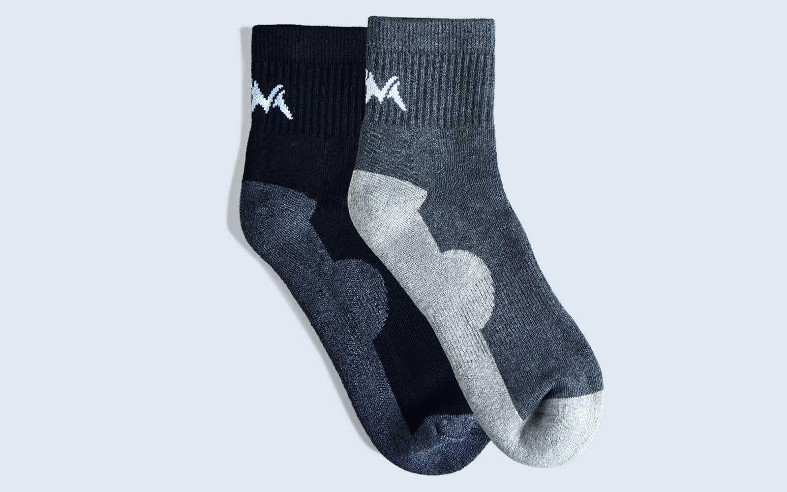 Quarter All Day Socks : Black Grey (Pack of 2)