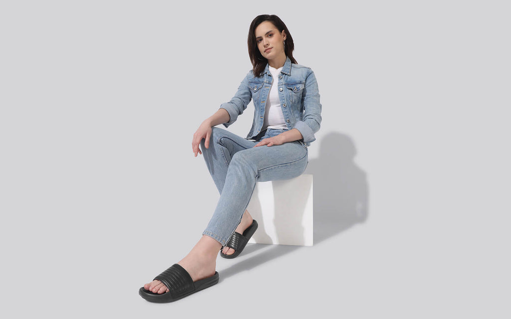 FootBed Slides for Women : Black