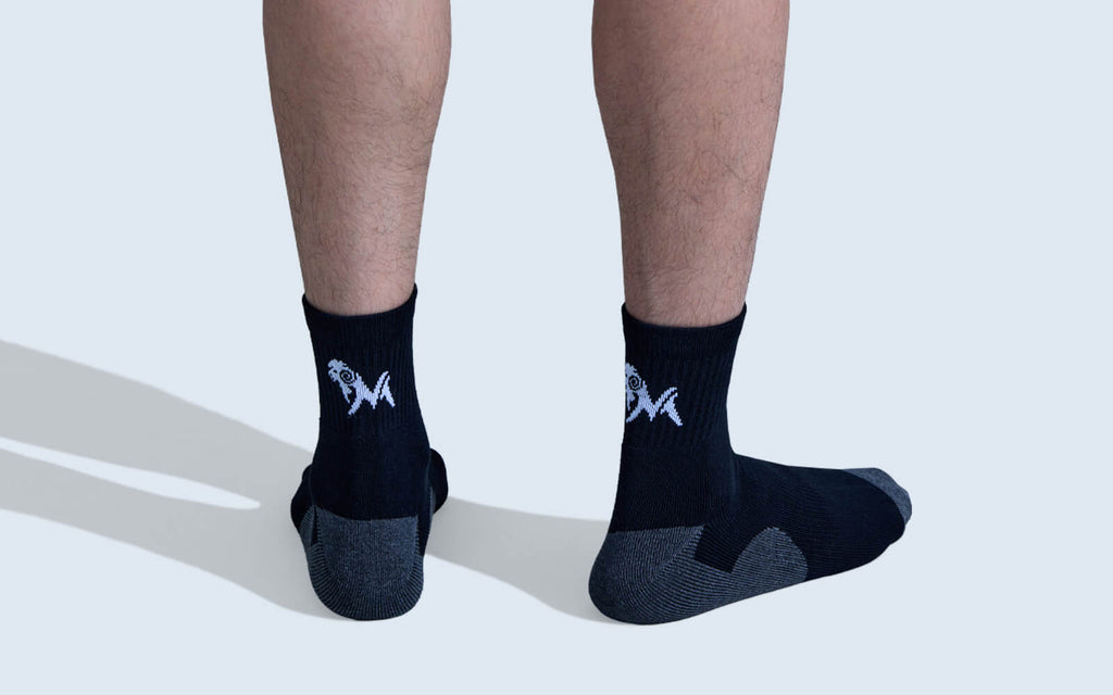 Quarter All Day Socks : Black Grey (Pack of 2)