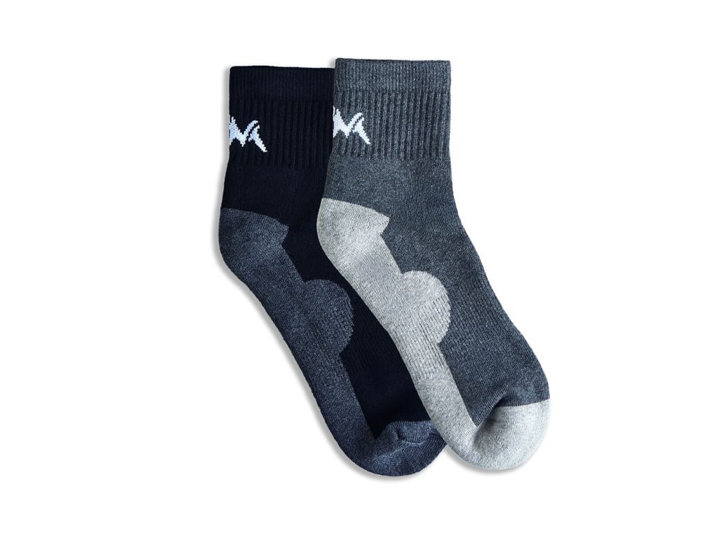 Quarter All Day Socks : Black Grey (Pack of 2)