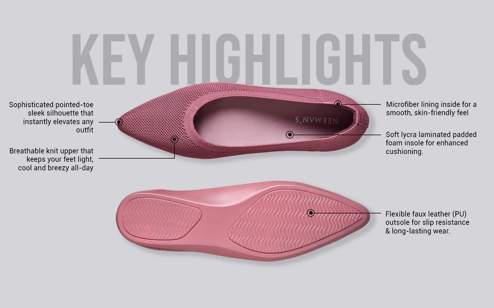 Pointed Ease For Women : Rose