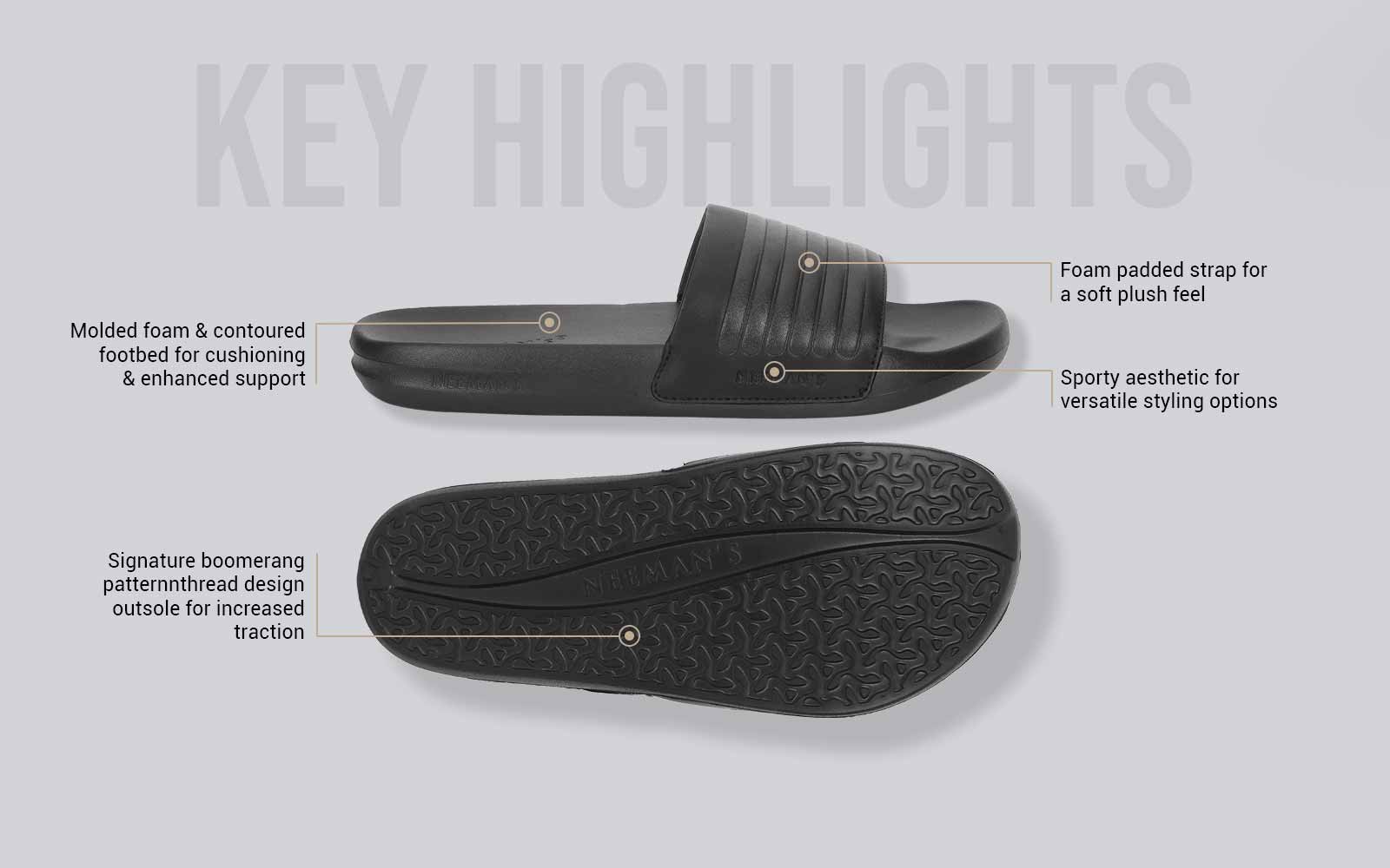 FootBed Slides for Women : Black